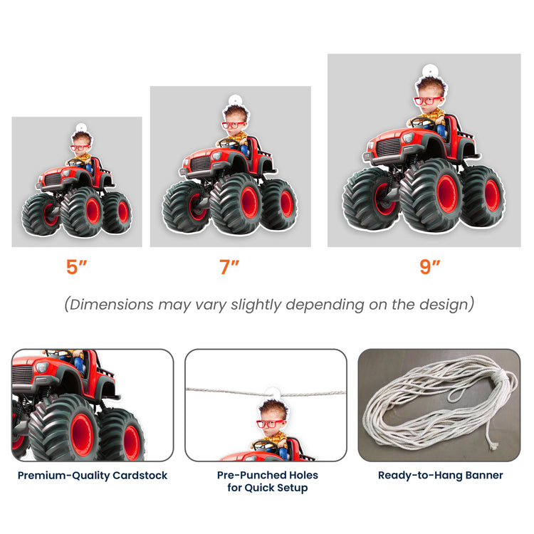 Custom-Face-Kid-Riding-Monster-Truck-Car-Personalized-Garland-Banner-7