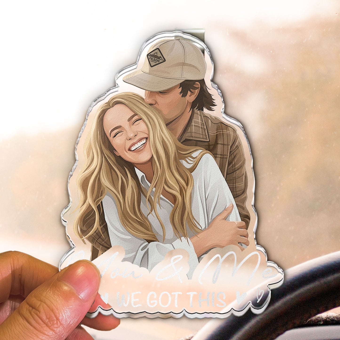 Custom-Faceless-Portrait-Car-Ornament,-Anniversary-Gifts-For-Him,-Her-Personalized-Car-Visor-Clip-4