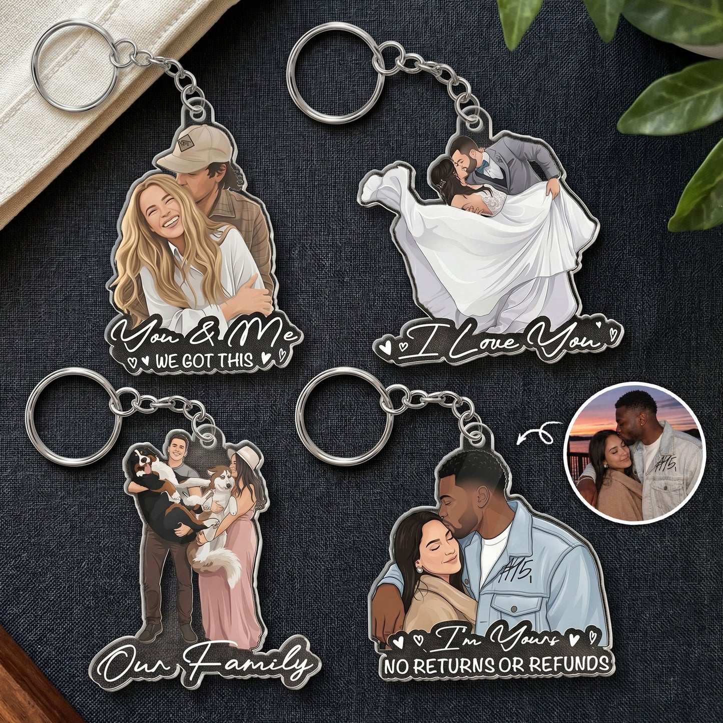 Custom-Faceless-Portrait-Car-Ornament,-Anniversary-Gifts-For-Him,-Her-Personalized-Keychain-1