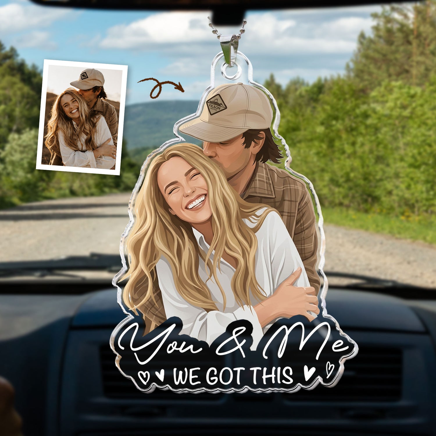 Custom-Faceless-Portrait-Car-Ornament,-Anniversary-Gifts-For-Him,-Her-Personalized-Rear-View-Mirror-Accessory-1