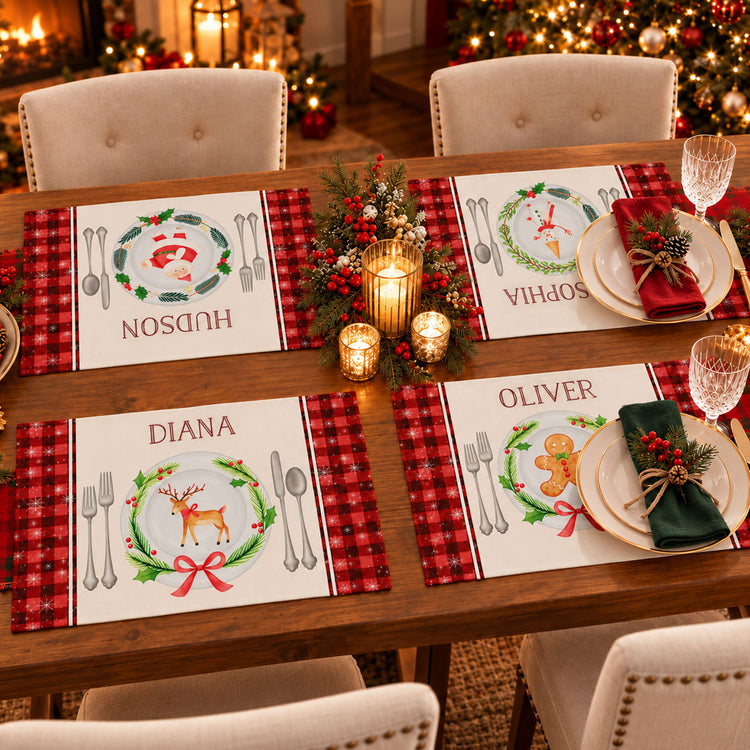Custom-Family-Name-Christmas-Plaid-Pattern-Personalized-Placemat-1