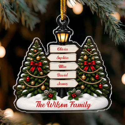 Custom Family Name Christmas Signpost - Gift For Family - Personalized Ornament