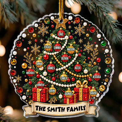 Custom Family Names Christmas Christmas Tree - Personalized Ornament