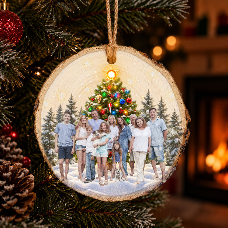Custom-Family-Photo-Under-Christmas-Tree-Light-Up-Wooden-Slice-Personalized-Ornament-1
