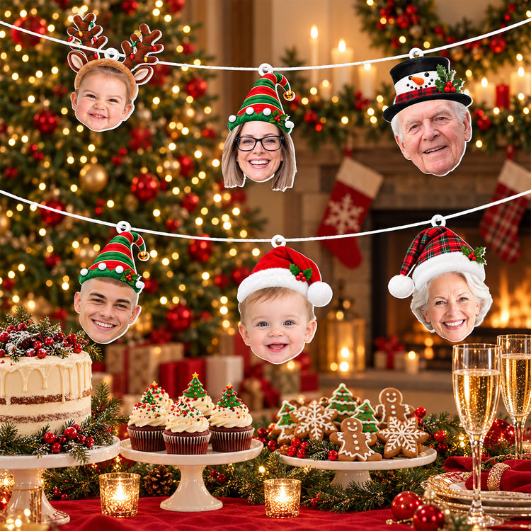 Custom-Family'S-Face,-Christmas-Decor,-Christmas-Party-Personalized-Garland-Banner-1