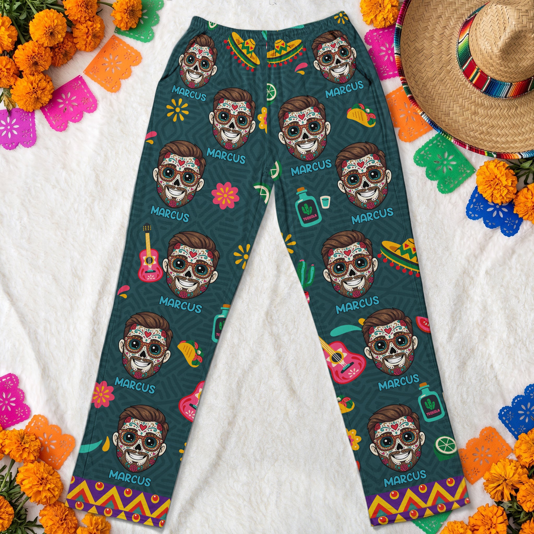 Custom-Foto-Dia-De-Los-Muertos-Mexican-Day-Of-The-Dead-Personalized-Lounge-Pants2