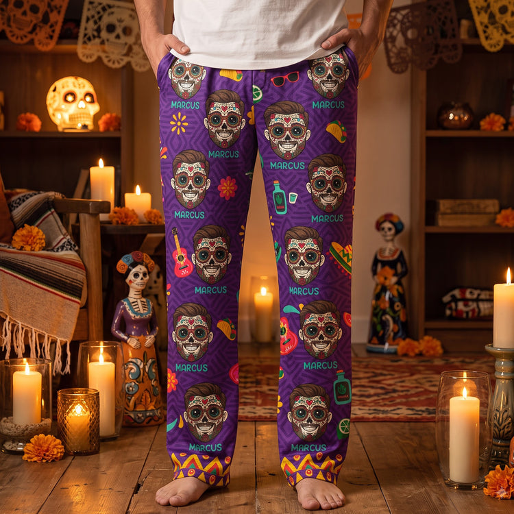 Custom-Foto-Dia-De-Los-Muertos-Mexican-Day-Of-The-Dead-Personalized-Lounge-Pants3
