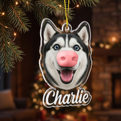 Custom Funny Dog Photo Squishy Nose - Personalized Ornament
