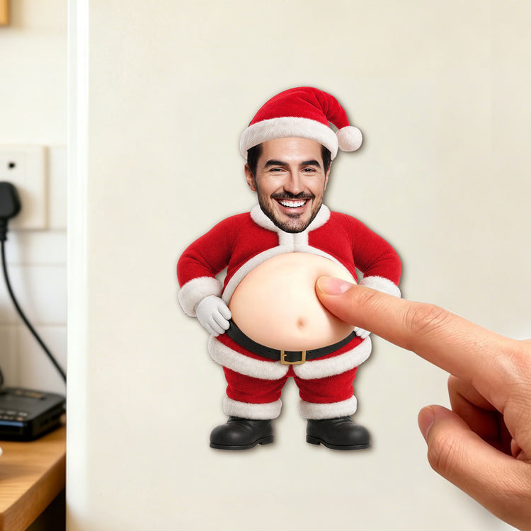 Custom-Funny-Face-3D-Squishy-Belly-&-Butt-Santa,-Elf,-Snowman-Personalized-Fridge-Magnet-1