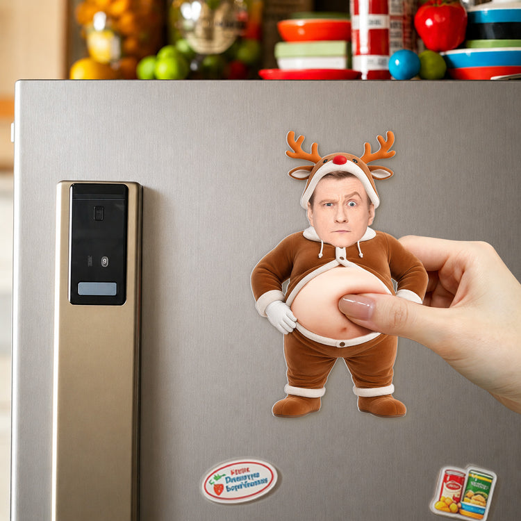 Custom-Funny-Face-3D-Squishy-Belly-&-Butt-Santa,-Elf,-Snowman-Personalized-Fridge-Magnet-2