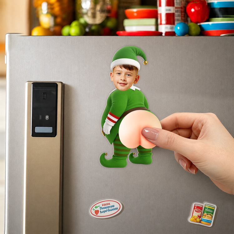 Custom-Funny-Face-3D-Squishy-Belly-&-Butt-Santa,-Elf,-Snowman-Personalized-Fridge-Magnet-4