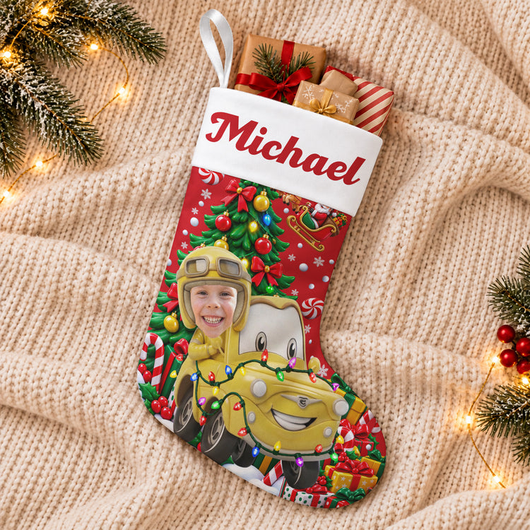 Custom-Funny-Face-Cars-Christmas-For-Family-Members-Personalized-Stocking-3