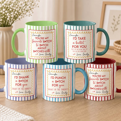 Custom Funny Message Gift For Friends, Besties, Sisters, Coworkers - Stripe Style - Personalized Mug