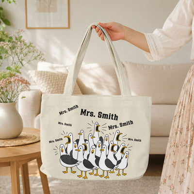 Custom Funny Seagulls Teacher - Personalized Tote Bag