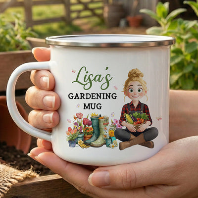 Custom Gardening Cup For Mom, Grandma, Florist, Plant Lover - Personalized Enamel Mug