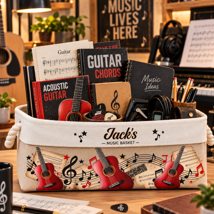 Custom-Guitar-Gift-For-Guitarist,-Guitar-Lovers,-Guitar-Bass-Personalized-Storage-Basket-1