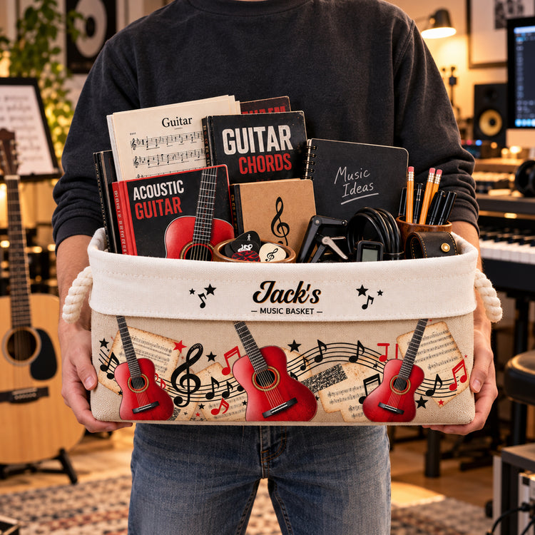 Custom-Guitar-Gift-For-Guitarist,-Guitar-Lovers,-Guitar-Bass-Personalized-Storage-Basket-4