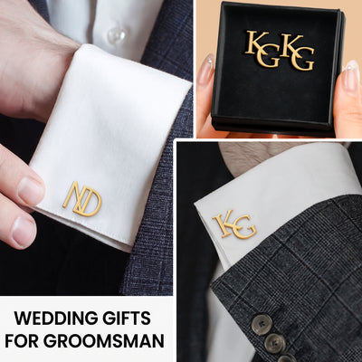Custom Initial Cufflinks Wedding Gifts For Groomsman, Best Man - Custom Cufflinks