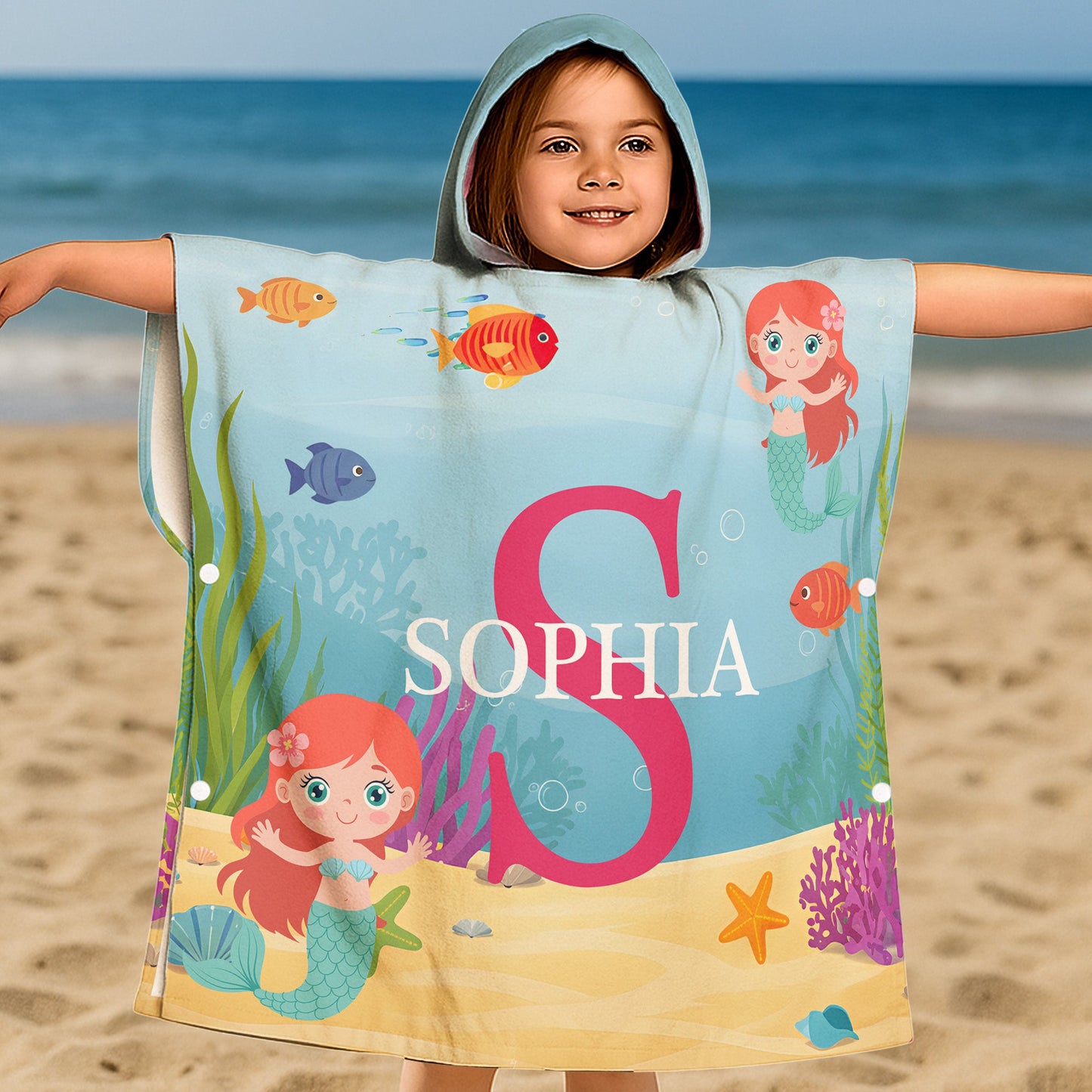 Custom_Initial_Name_Sea_Animals_Personalized_Kids_Hooded_Towel_2