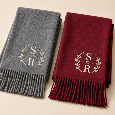 Custom Initials Couple Gifts For Her, Him Anniversary Valentine's Day Gifts - Personalized Scarf