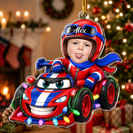 Custom-Kid-Funny-Face-Racing-Car-Christmas-Gifts-For-Son-Daughter-Grandkids-Personalized-Ornament-2