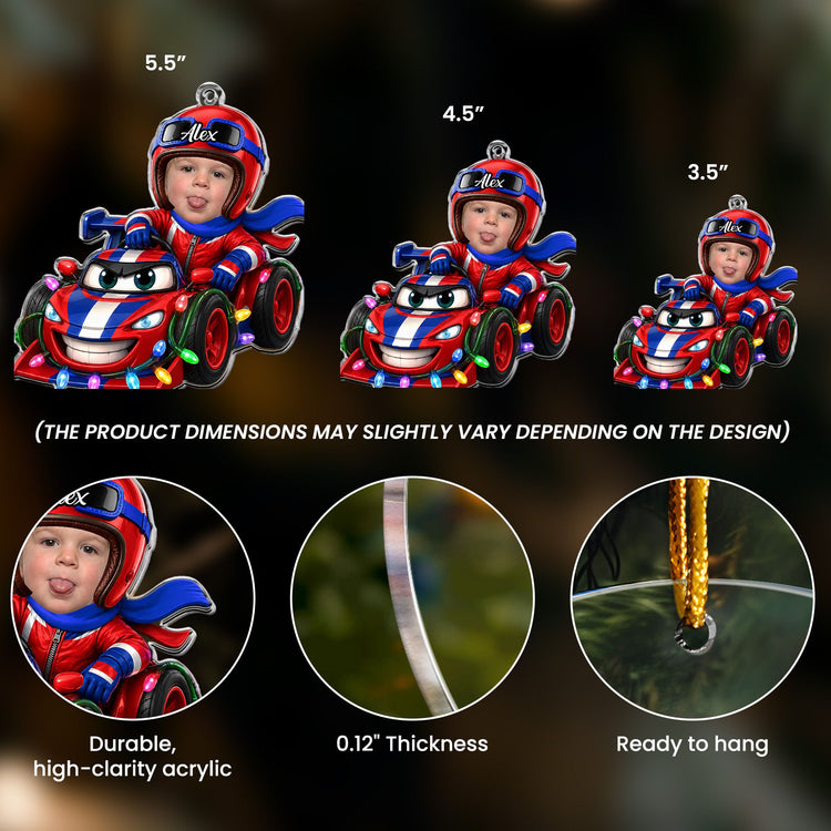 Custom-Kid-Funny-Face-Racing-Car-Christmas-Gifts-For-Son-Daughter-Grandkids-Personalized-Ornament-6