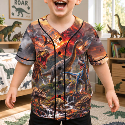 Custom Kid Name Dinosaur Jurassic T-Rex - Personalized Jersey Shirt