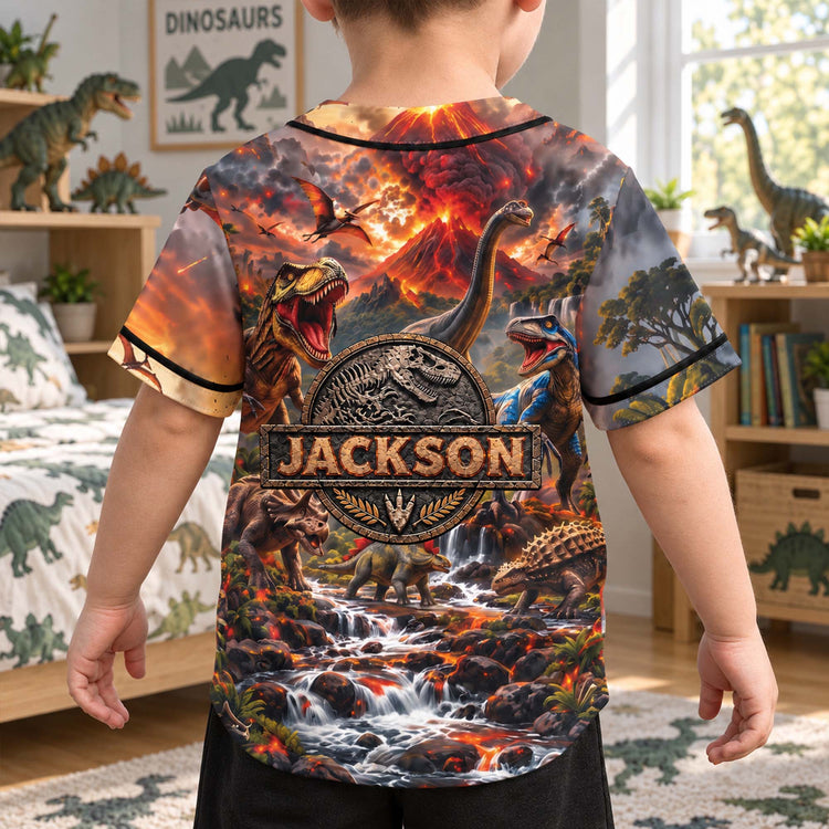 Custom-Kid-Name-Dinosaur-Jurassic-T-Rex-Personalized-Jersey-Shirt-2