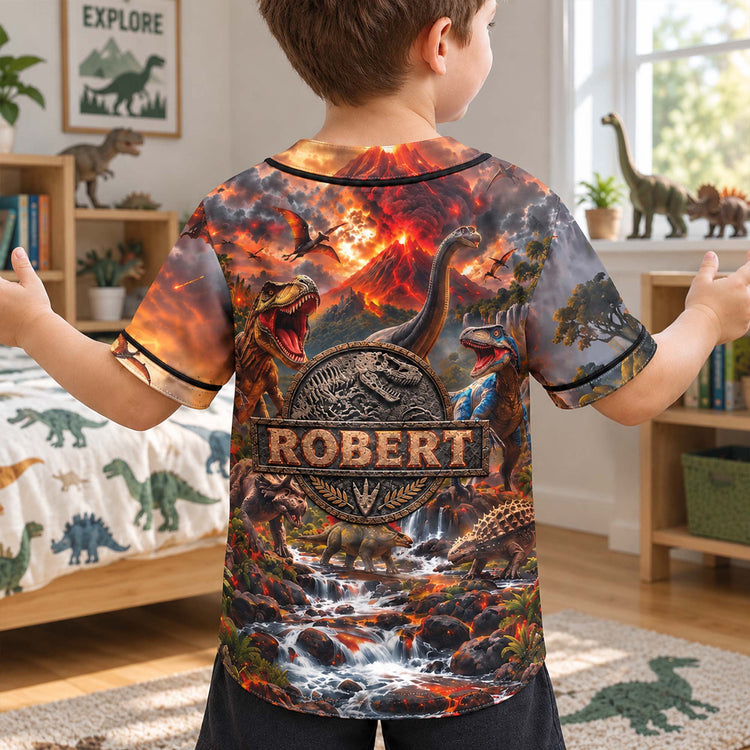 Custom-Kid-Name-Dinosaur-Jurassic-T-Rex-Personalized-Jersey-Shirt-3