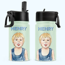 Custom-Kid-Photo-&-Name-Colorful-Striped-Pattern-Personalized-Water-Bottle-2