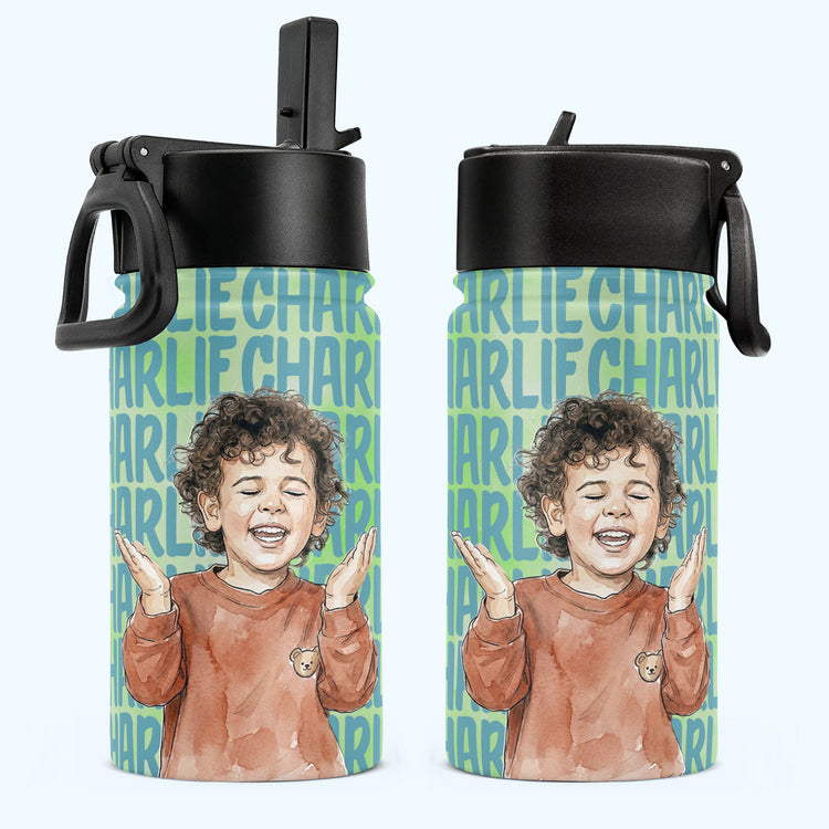 Custom-Kid-Photo-Watercolor-Back-To-School-Gifts-For-Son-Daughter-Grandkids-Personalized-Water-Bottle-2