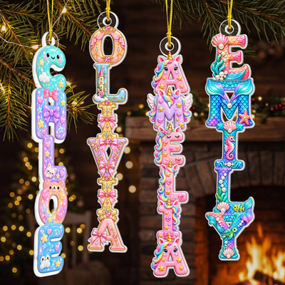 Custom Kid's Names - Unicorn, Mermaid, Squishy, Princess For Daughter, Granddaughter - Personalized Ornament