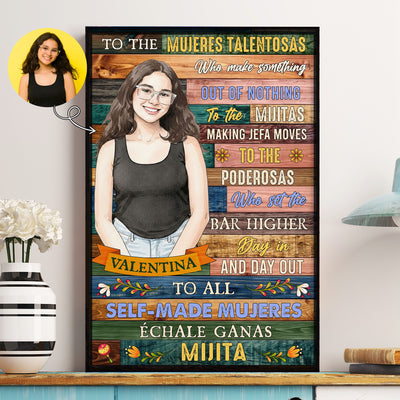Custom Latina Watercolor Photo Inspirational Gift For Her - Personalized Poster