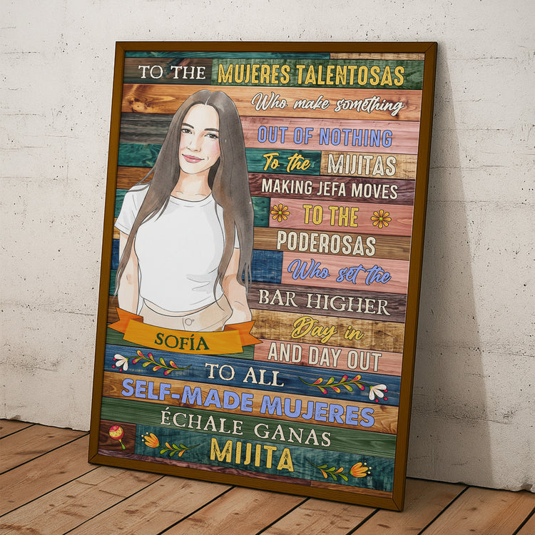 Custom-Latina-Watercolor-Photo-Inspirational-Gift-For-Her-Personalized-Poster
