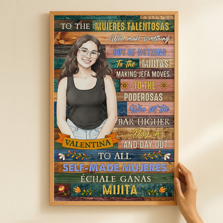 Custom-Latina-Watercolor-Photo-Inspirational-Gift-For-Her-Personalized-Poster