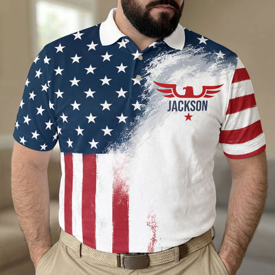 Custom Monogram, American Flag, USA 250th - Personalized Polo Shirt