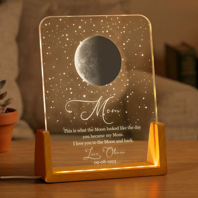 Mother's Day Gifts, Custom Moon Phase By Date Gift For Mom Mother's Day Keepsake - Personalized Night Light