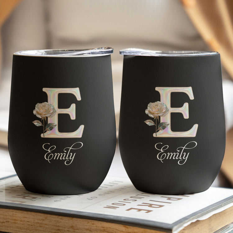 Custom-Mother-Of-Pearl-Effect-Birth-Flower-&-Initial-For-Her,-Daughter,-Coworker--Personalized-Wine-Tumbler-4