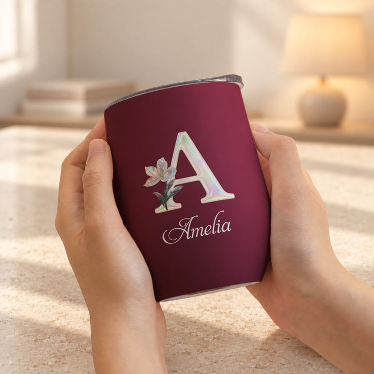 Custom-Mother-Of-Pearl-Effect-Birth-Flower-&-Initial-For-Her,-Daughter,-Coworker--Personalized-Wine-Tumbler-5
