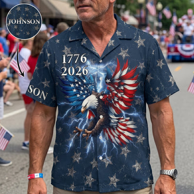 Custom Name 250 Years 1776-2026 Anniversary America Eagle - Personalized Hawaiian Shirt
