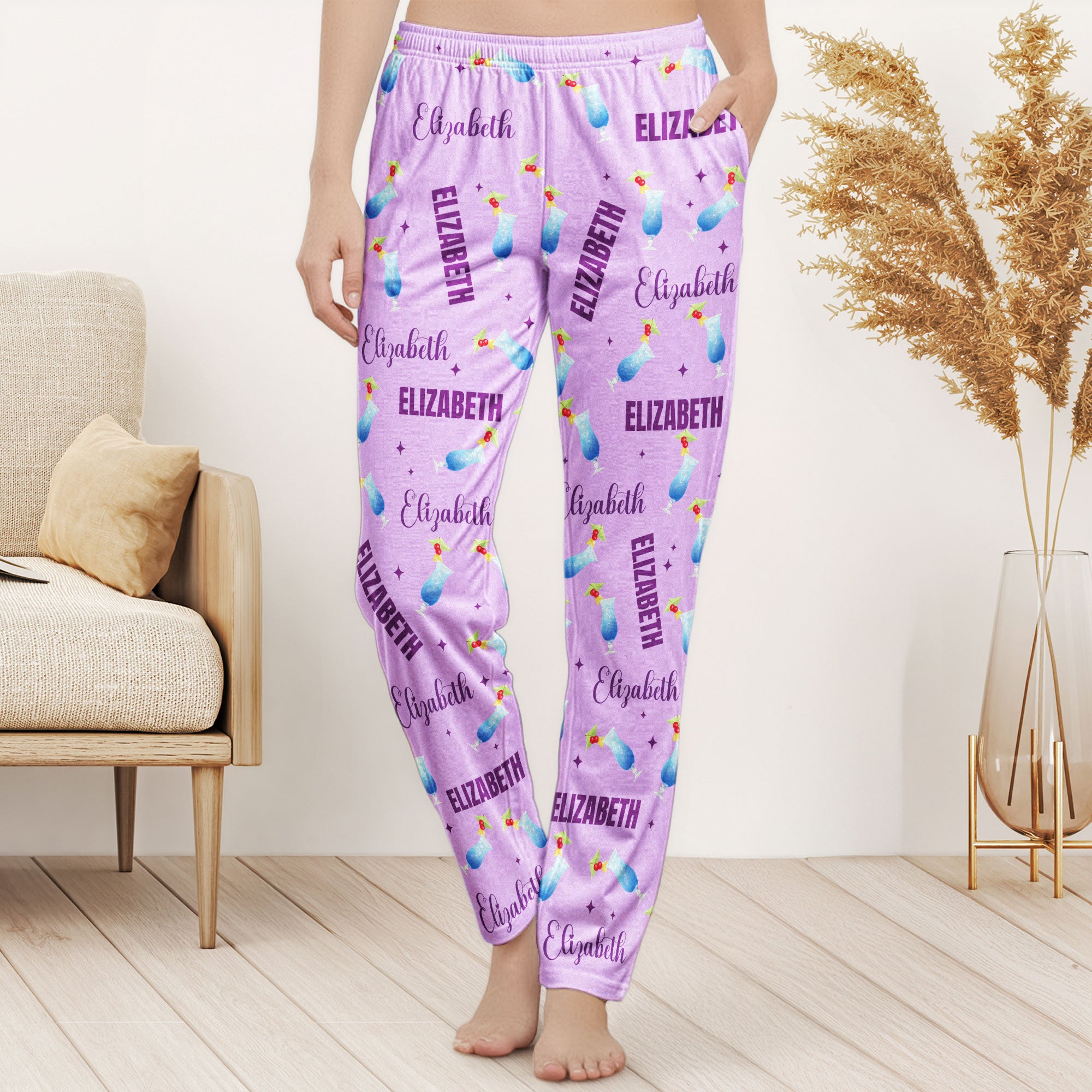 Custom-Name-&-Ahcohol,-Cocktail,-Wine--Personalized-Sweatpants,-Lounge-Pants-1