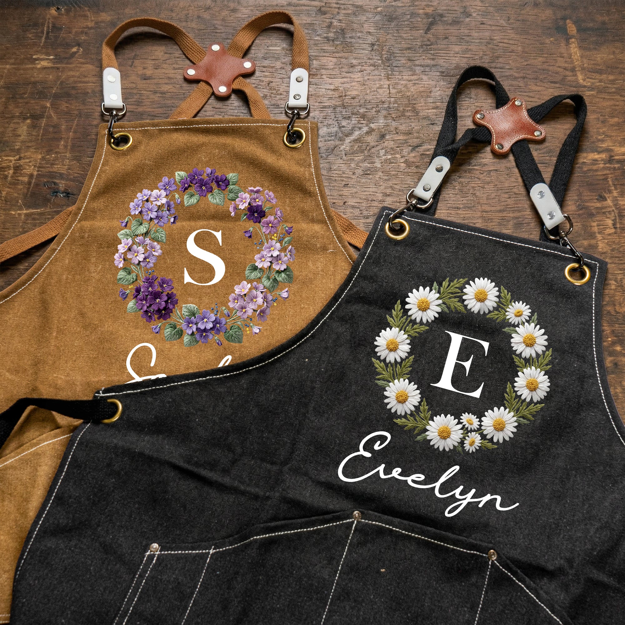Custom-Name-And-Birth-Flower-Faux-Pattern-Personalized-Apron-4