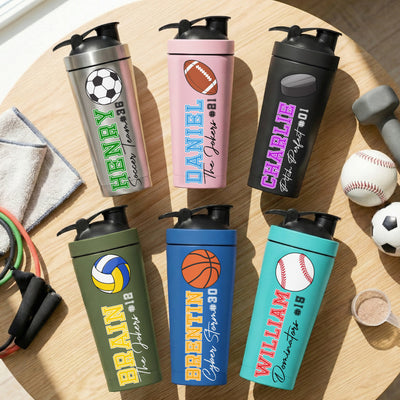 Custom Name And Number, American Football, Sport - Personalized Protein Shaker