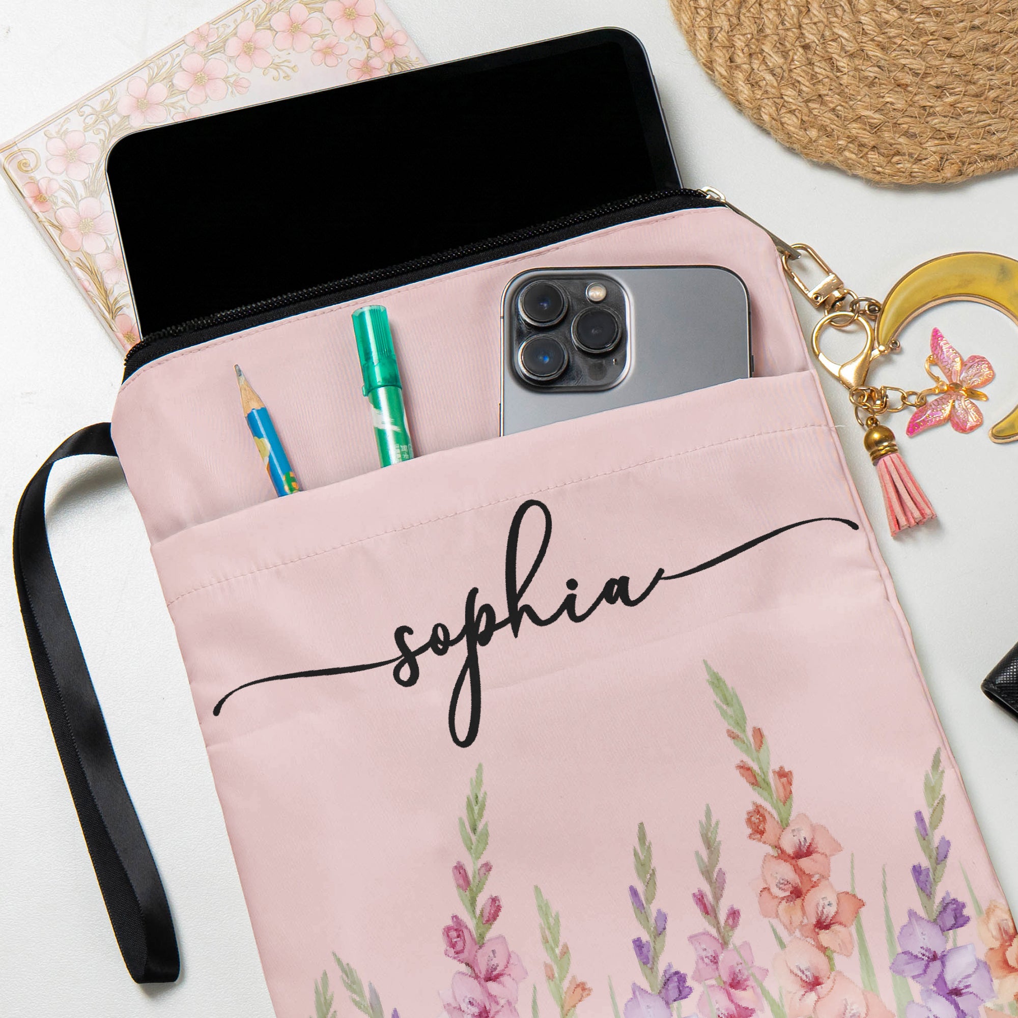 Custom-Name-&-Birth-Flower-Birthday-Gift-For-Her,-Sisters,-Daughter,-Friends-Personalized-Book-Sleeve-5