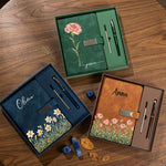 Custom-Name-&-Birth-Flower,-Faux-Oil-Pastel-Texture-Gift-For-Girl,-Besties,-Her-Personalized-Notebook-Set-2