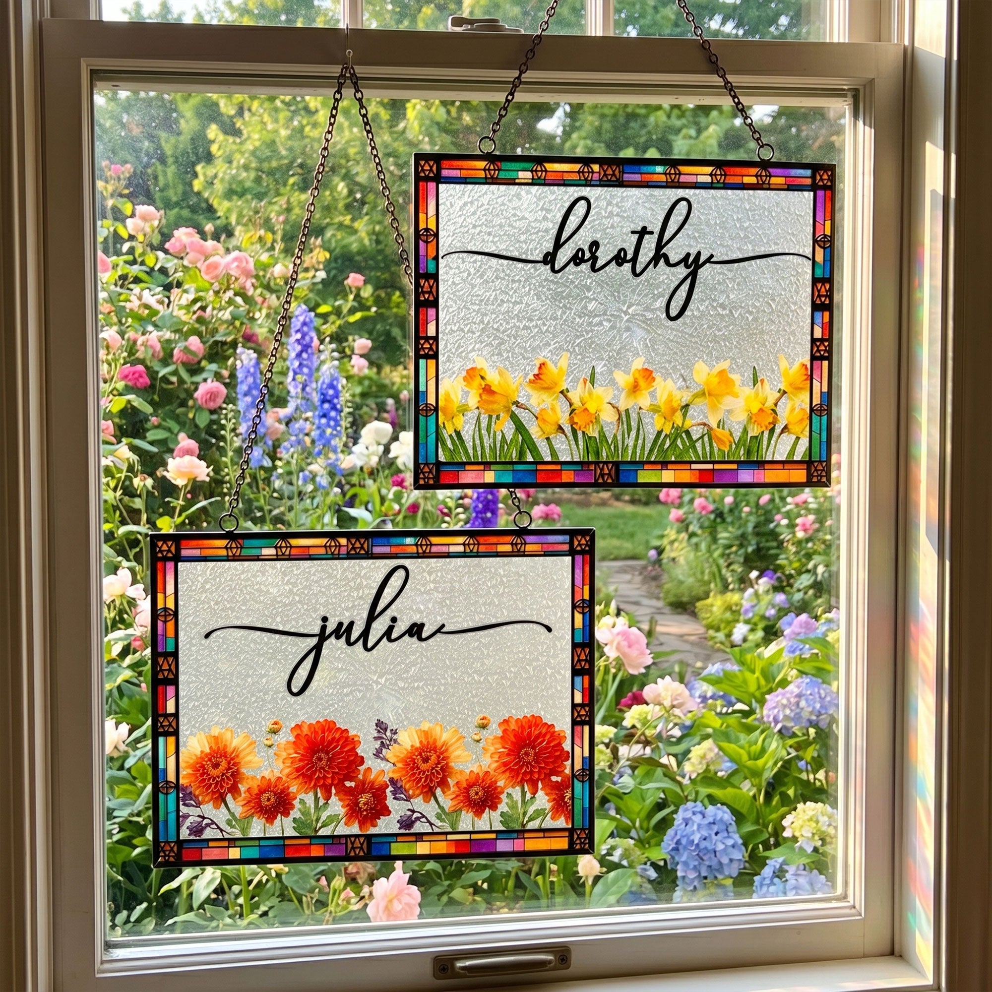 Custom-Name-Birth-Flower-Faux-Pressed-Flower-Personalized-Window-Hanging-Suncatcher-1