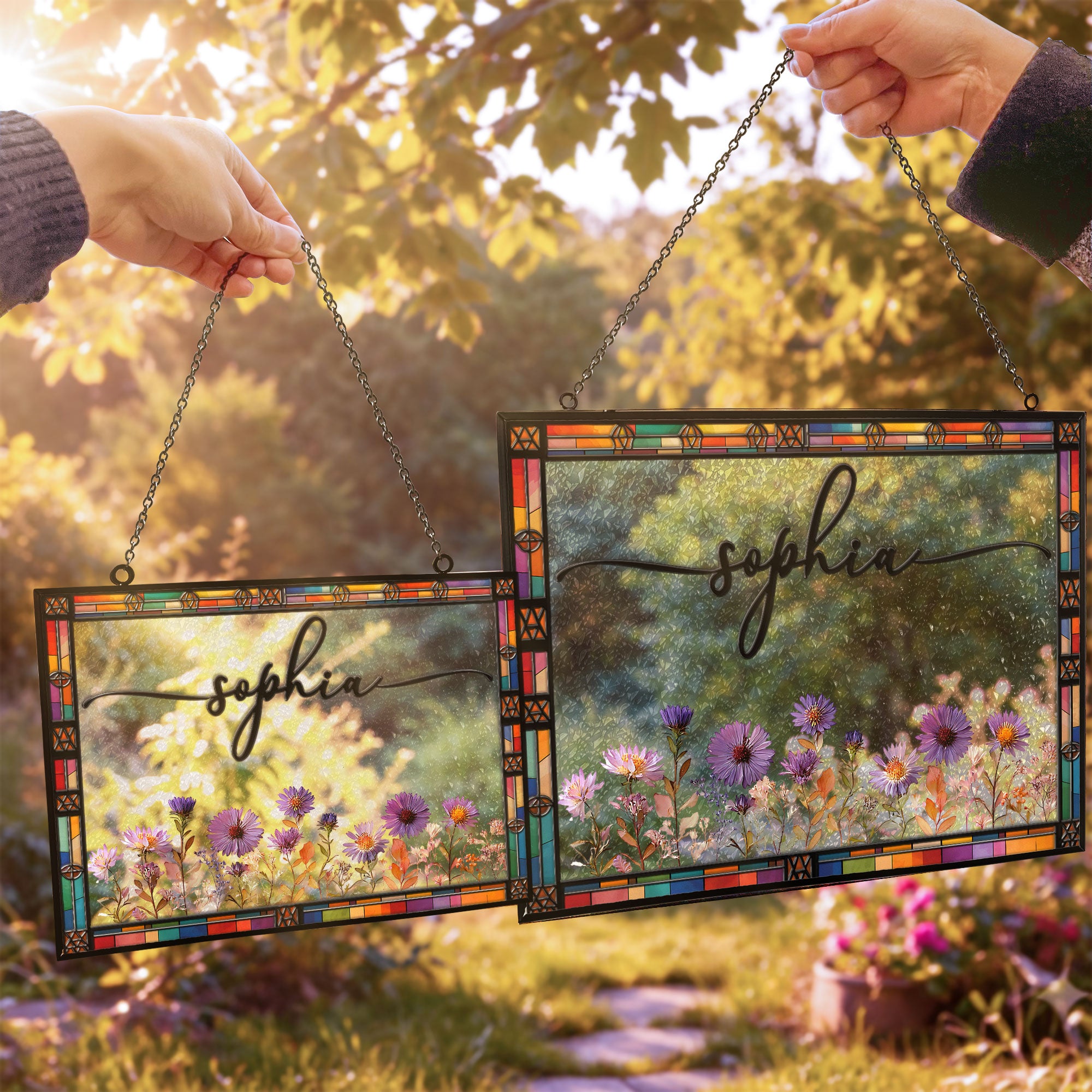 Custom-Name-Birth-Flower-Faux-Pressed-Flower-Personalized-Window-Hanging-Suncatcher-3