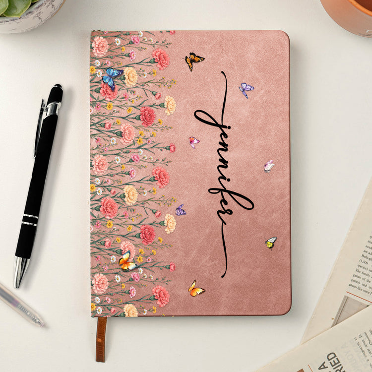 Custom-Name-&-Birth-Flower-For-Her,-Coworkers,-Daughter,-Friends-Personalized-Journal-2