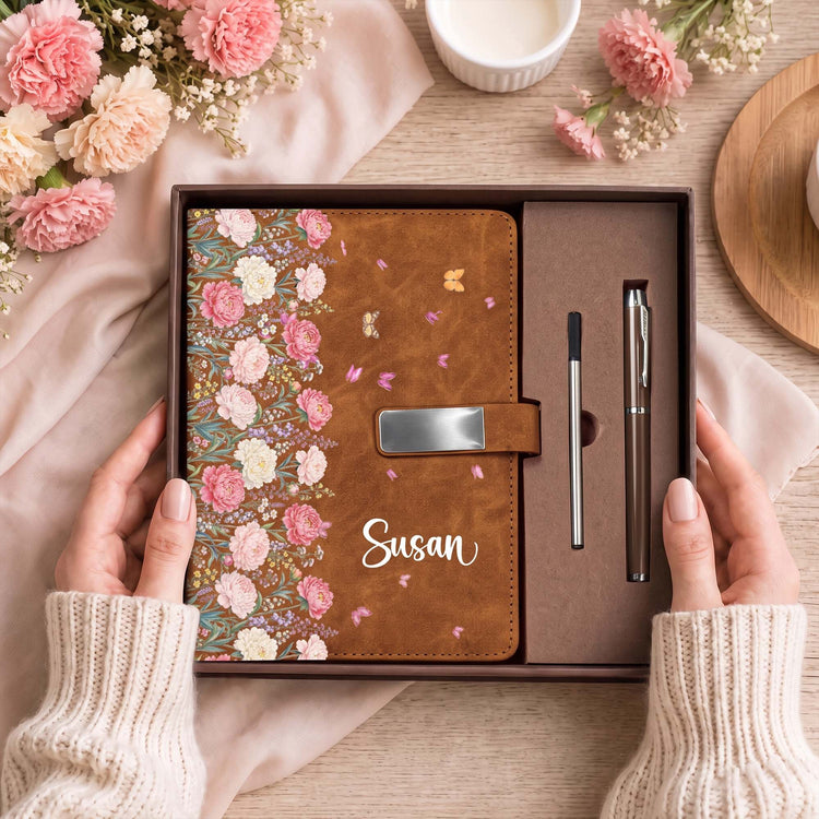 Custom-Name-&-Birth-Flower-For-Her,-Coworkers,-Daughter,-Friends-Personalized-Notebook-Set-1