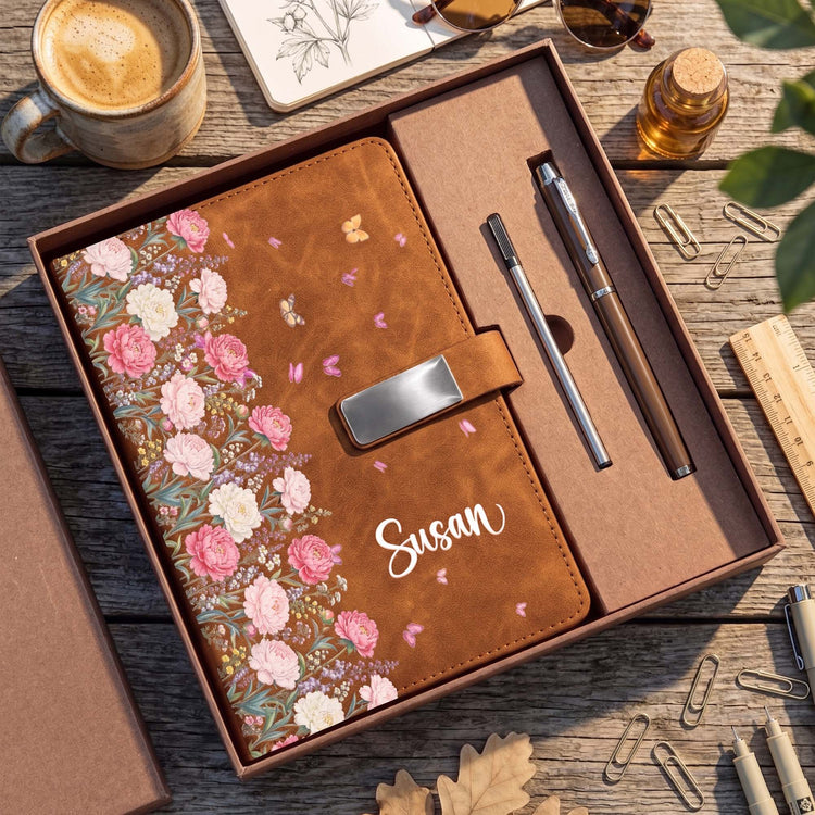 Custom-Name-&-Birth-Flower-For-Her,-Coworkers,-Daughter,-Friends-Personalized-Notebook-Set-2